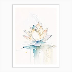 Lotus Flower, Buddhist Symbol Minimal Watercolour 2 Art Print