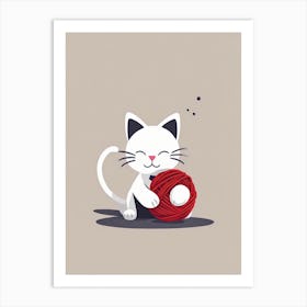 Cat With A Ball Of Yarn Art Print