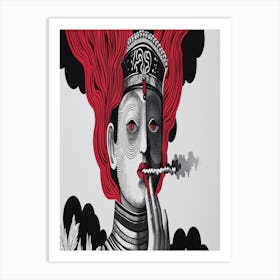 'Indian Woman Smoking' Art Print