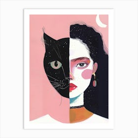 Cat And Woman 1 Art Print