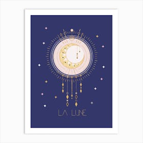 La Lune Moon And Stars Art Print