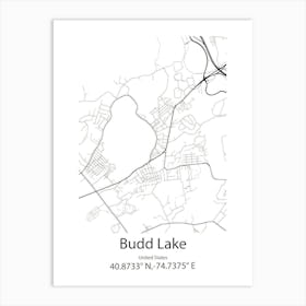 Budd Lake,United States Minimalist Map Art Print