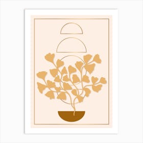 Golden Ginkgo Tree Shabby Chic Boho Botanical Art Print