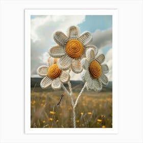Double Daisy Knitted In Crochet 3 Art Print