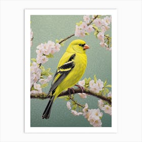 Ohara Koson Inspired Bird Painting American Goldfinch 4 Art Print