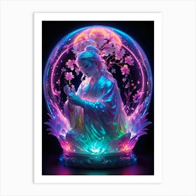 Buddha In The Snow Globe Art Print