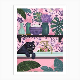 Panther In The Bathroom Art Print