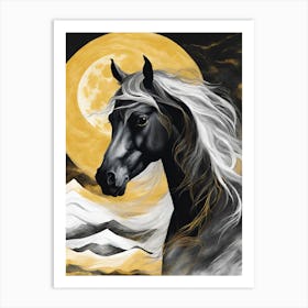 Horse In The Moonlight 15 Art Print