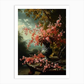 Baroque Floral Still Life Coral Bells 4 Art Print