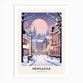 Winter Night  Travel Poster Newcastle United Kingdom 3 Art Print