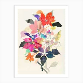 Poinsettia 1 Collage Flower Bouquet Art Print