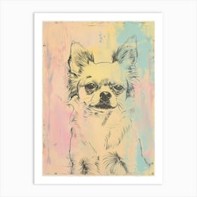 Chihuahua Dog Watercolour Line Illustration Art Print