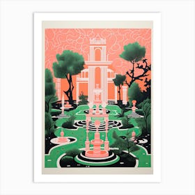 Versailles Gardens Abstract Riso Style 1 Art Print