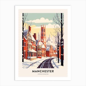 Vintage Winter Travel Poster Manchester United Kingdom 8 Art Print