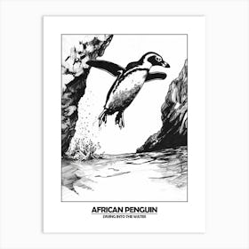 Penguin Diving Into The Water Poster Art Print