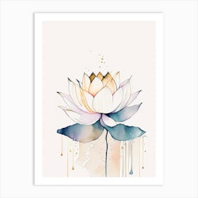 Sacred Lotus Minimal Watercolour 2 Art Print
