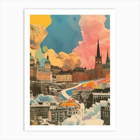 Stockholm   Retro Collage Style 3 Art Print