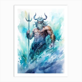  Watercolor Drawing Of Poseidon 1 Art Print