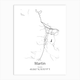 Martin,Slovakia Minimalist Map Art Print