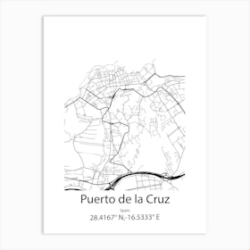 Puerto De La Cruz,Spain Minimalist Map Art Print