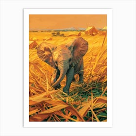 Elephant In The Grass 2 Art Print