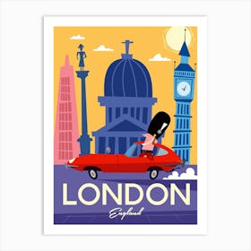 London Poster Yellow & Purple Art Print