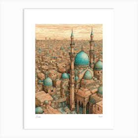 Cairo Egypt Drawing Pencil Style 4 Travel Poster Art Print