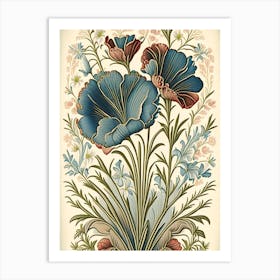 Flax3 Floral Botanical Vintage Poster Flower Art Print
