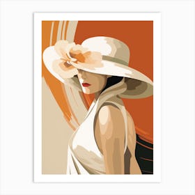 Woman In White Hat 1 Art Print