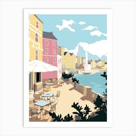 Biarritz, France, Flat Pastels Tones Illustration 2 Art Print