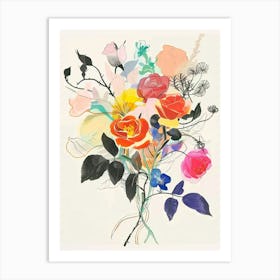 Rose 5 Collage Flower Bouquet Art Print