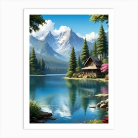 Cabin In The Mountains 1 Art Print