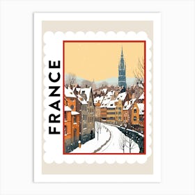 Retro Winter Stamp Poster Strasbourg France Art Print