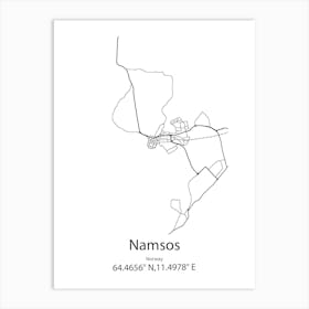 Namsos,Norway Minimalist Map Art Print