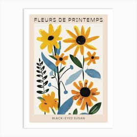 Spring Floral French Poster  Black Eyed Susan 3 Art Print