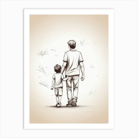 Father And Son Walking In The Park Art Print