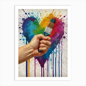 Heart With Paint Brush Art Print