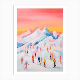 Abstract Impressionist Ski Hill 1 Art Print