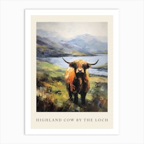Brushstrokes Of Highland Cow By The Loch Art Print