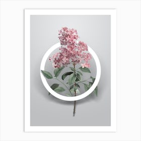 Vintage Chinese Lilac Minimalist Botanical Geometric Circle on Soft Gray n.0107 Art Print