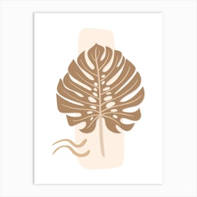 Tropical Leaf Beige Boho Botanical Art Print