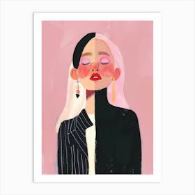 Illustration Of A Woman With Pink Hair Art Print