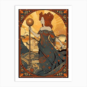 The Empress Tarot Card, Vintage 3 Art Print