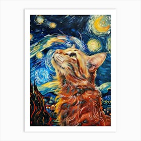 Starry Night Cat 19 Art Print