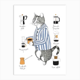 Coffee Shop Cat Art Print