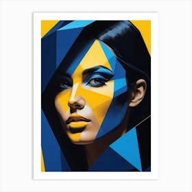Geometric Woman Portrait Pop Art Fashion Yellow (29) Art Print