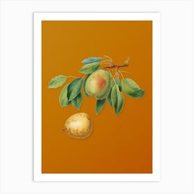 Vintage Pear Botanical on Sunset Orange n.0191 Art Print