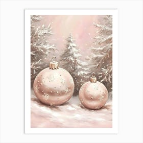 Pink Christmas Ornaments Art Print