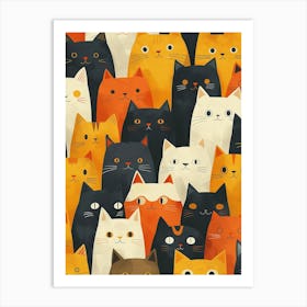 Repeatable Artwork With Cute Cat Faces 5 Art Print