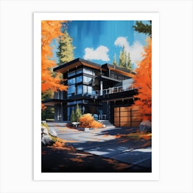 Modern House In Autumn Art Print